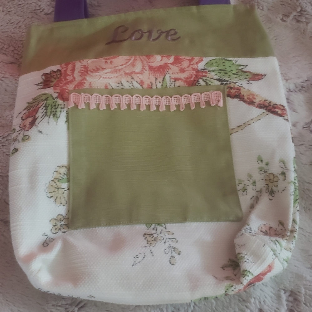 Purple and Green Botanical Tote Bag